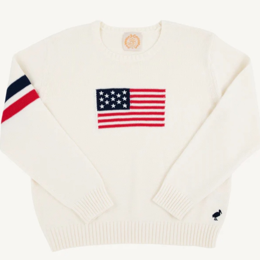 Beaufort Bonnet Seaton Intarsia Sweater Palmetto Pearl American Flag Boys Sz 12